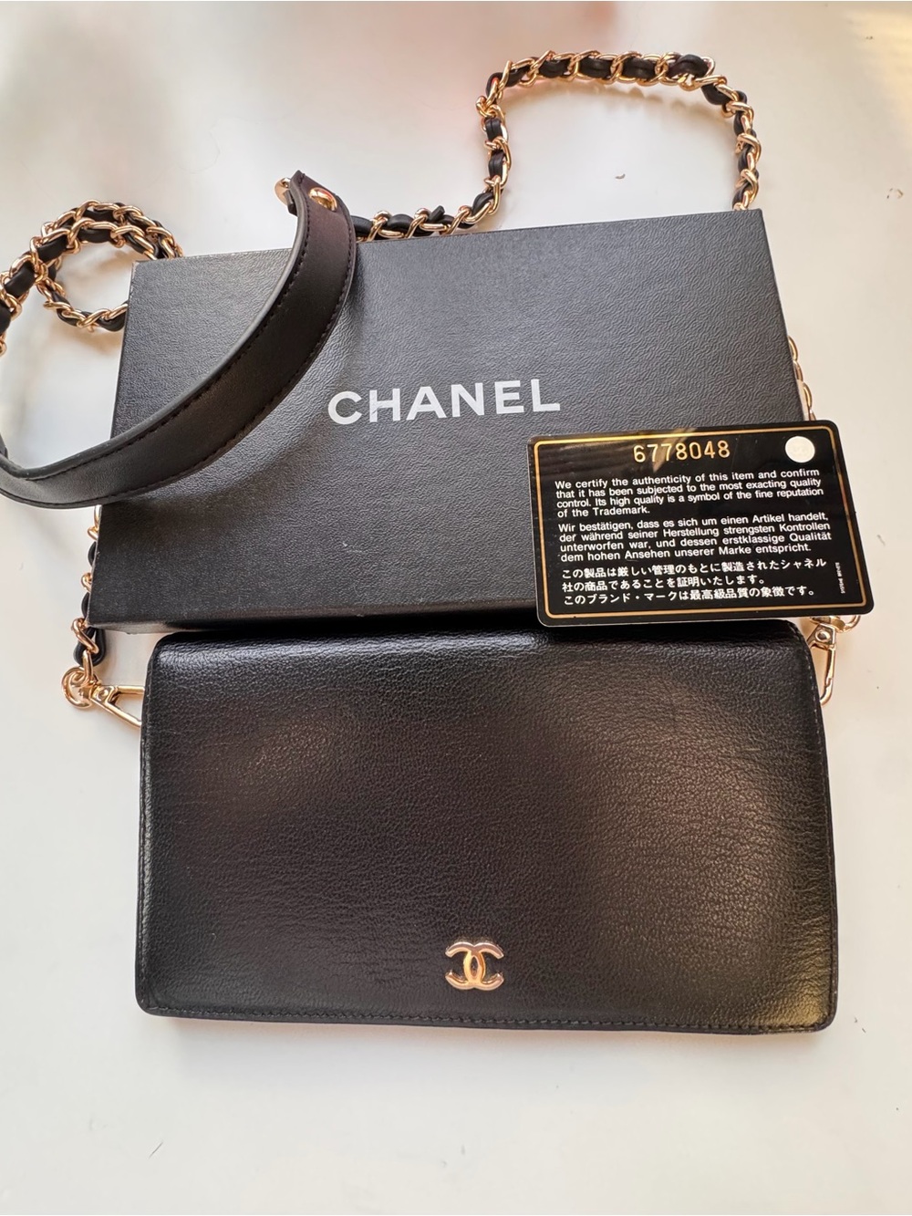 CHANEL Timeless CC Black Leather Crossbody with Gold Chain Strap. - Picture 3 of 7